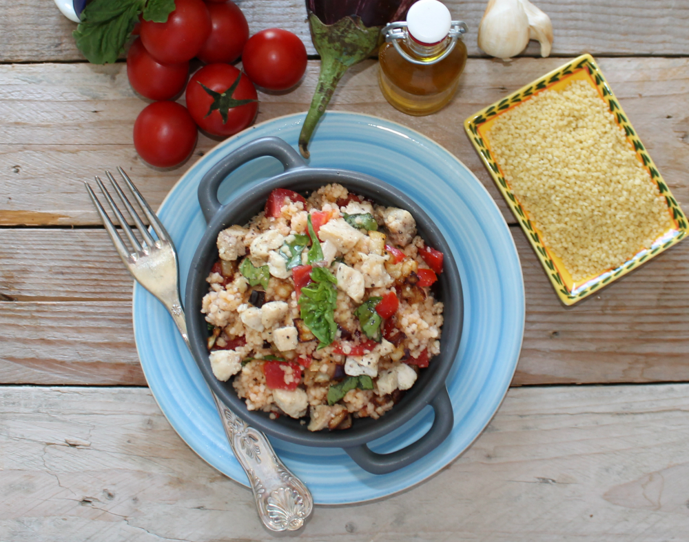 Cous cous con melanzane e pesce spada