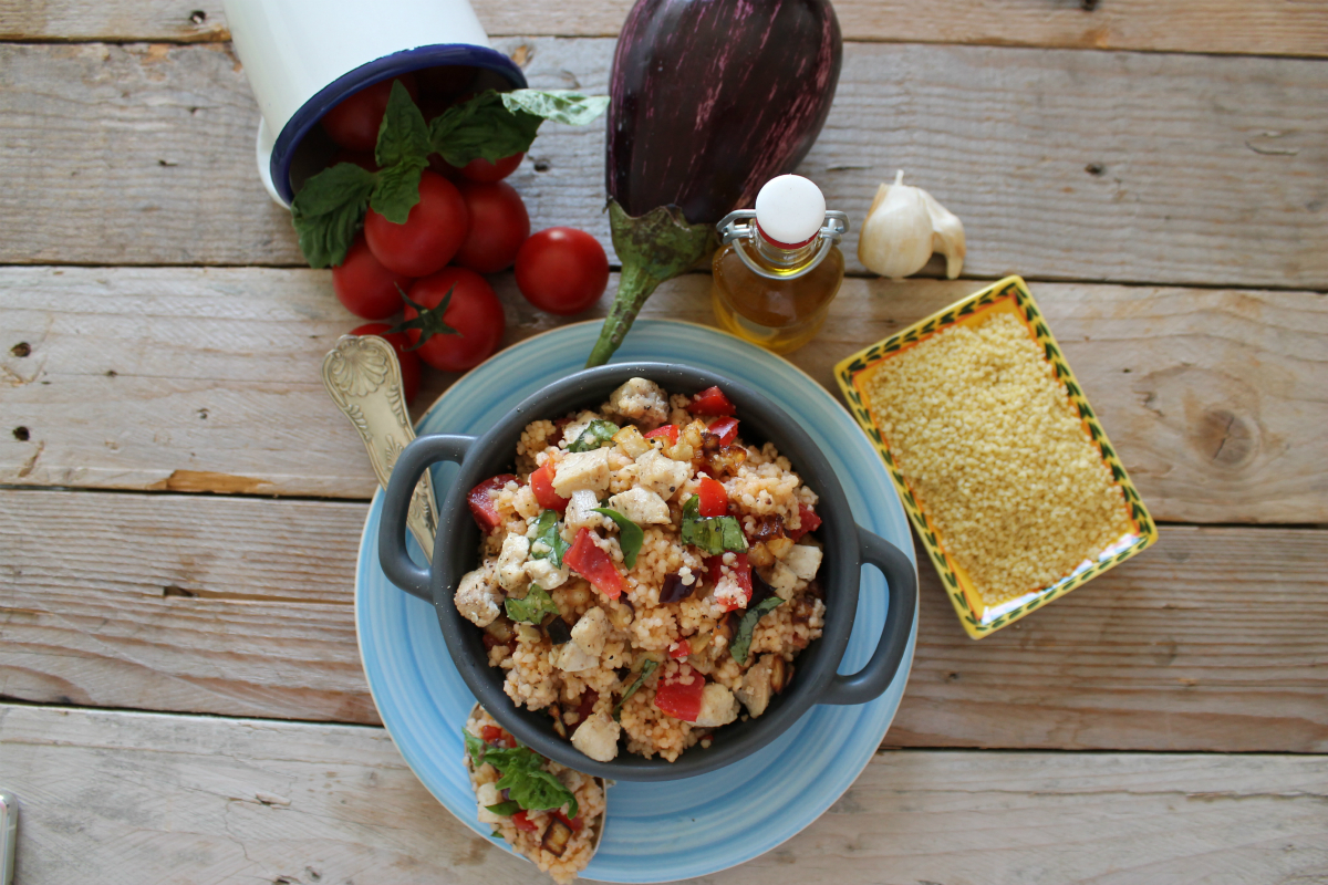 Cous cous con melanzane e pesce spada