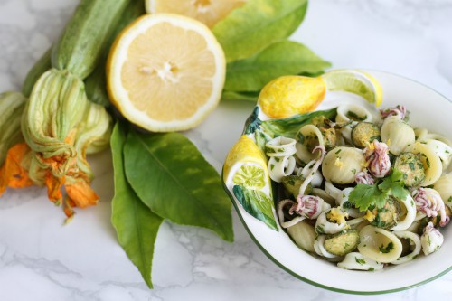 Orecchiette con calamaretti, zucchine e limone