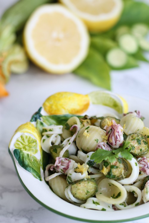 orecchiette con calamaretti, zucchine e limone