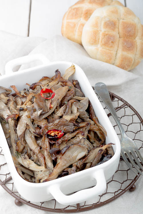 Funghi Pleurotus "arruscati" in forno