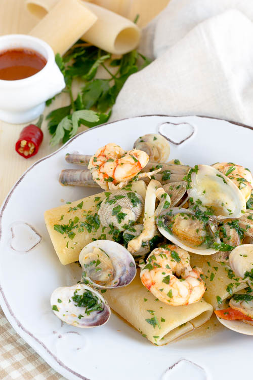 Paccheri gamberoni e frutti di mare